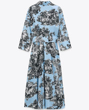 画像をギャラリービューアに読み込む, ZARA ザラフラワープリント シャツワンピースコットンブルーレディース2563080
