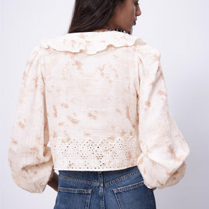 ZARA ザラタイダイ クロップドトップスコットンエクリュレディース0881018