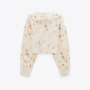 ZARA ザラタイダイ クロップドトップスコットンエクリュレディース0881018