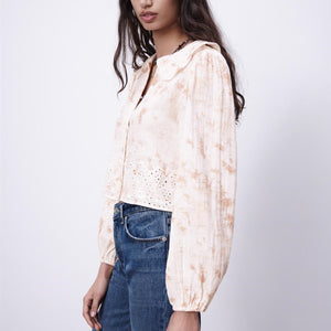 ZARA ザラタイダイ クロップドトップスコットンエクリュレディース0881018