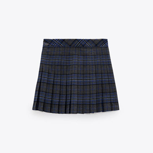 ZARA ザラボックスプリーツミニスカートコットングレーレディース2185441